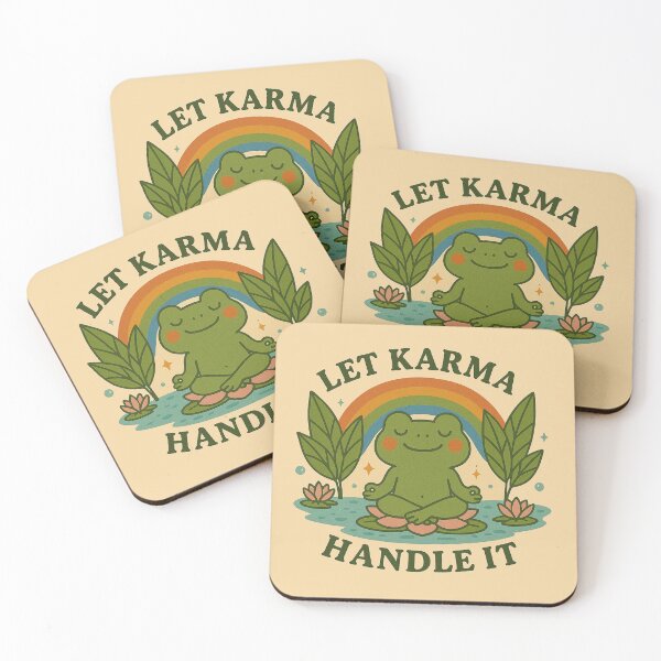 Item preview, Let Karma Handle It – Cute Meditating Frog Retro Boho Illustration designed and sold by Florarts.