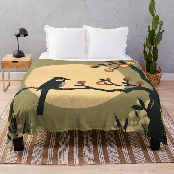 Item preview, Japanese Flat Print Bird - Moonlit Bird & Blossoms designed and sold by Artsy2Fartsy.