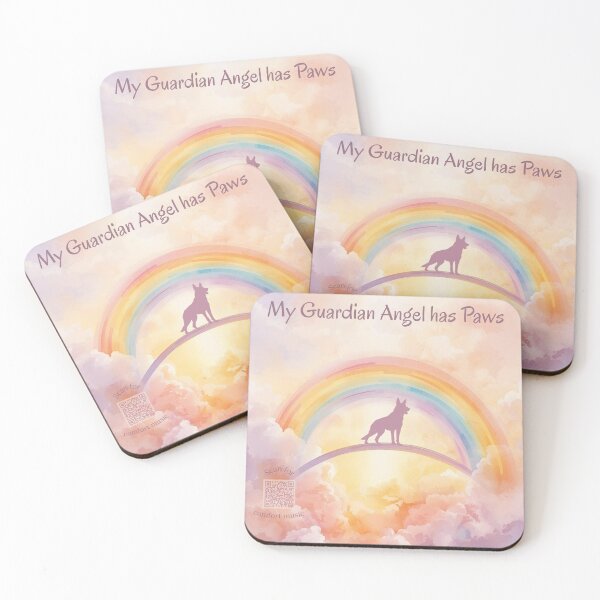 Item preview, German Shepherd Memorial Art – Rainbow Bridge Tribute with QR Code Healing Playlist designed and sold by Esterlane.