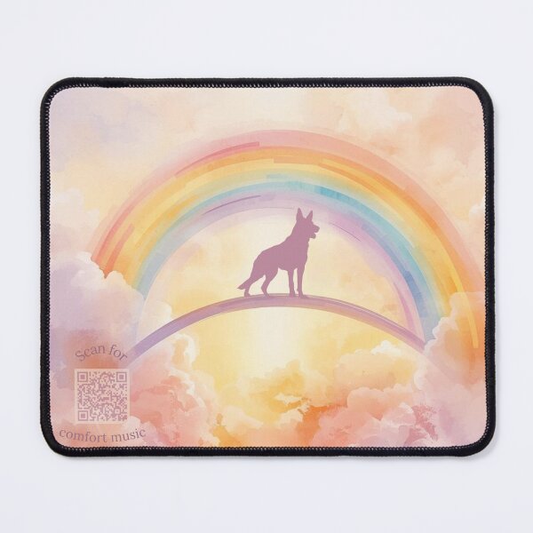 Item preview, German Shepherd Memorial Art – Rainbow Bridge Tribute with QR Code Healing Playlist designed and sold by Esterlane.
