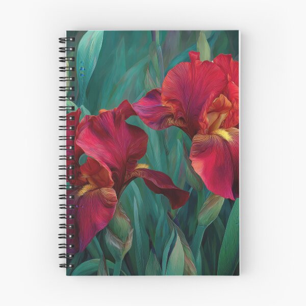Item preview, Rich Ruby Red Bearded Iris Floral Pattern – Elegant Garden Botanical Fabric designed and sold by dawnleblanc55.
