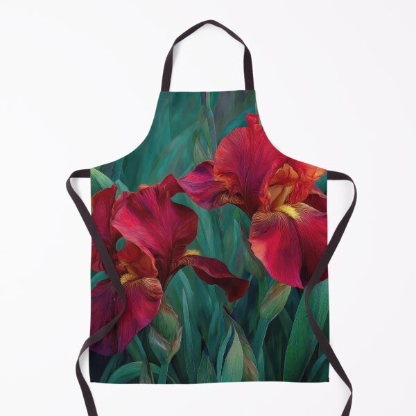 Item preview, Rich Ruby Red Bearded Iris Floral Pattern – Elegant Garden Botanical Fabric designed and sold by dawnleblanc55.