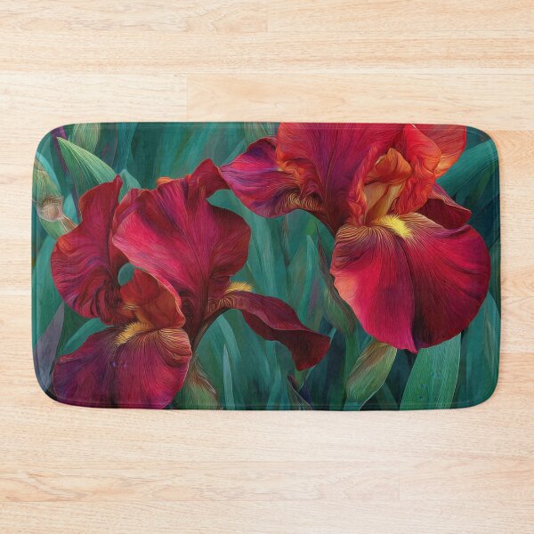Item preview, Rich Ruby Red Bearded Iris Floral Pattern – Elegant Garden Botanical Fabric designed and sold by dawnleblanc55.