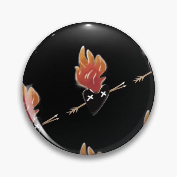 Item preview, Flaming Heart and Arrow Pattern on Black designed and sold by TrendTex.