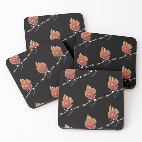 Item preview, Flaming Heart and Arrow Pattern on Black designed and sold by TrendTex.