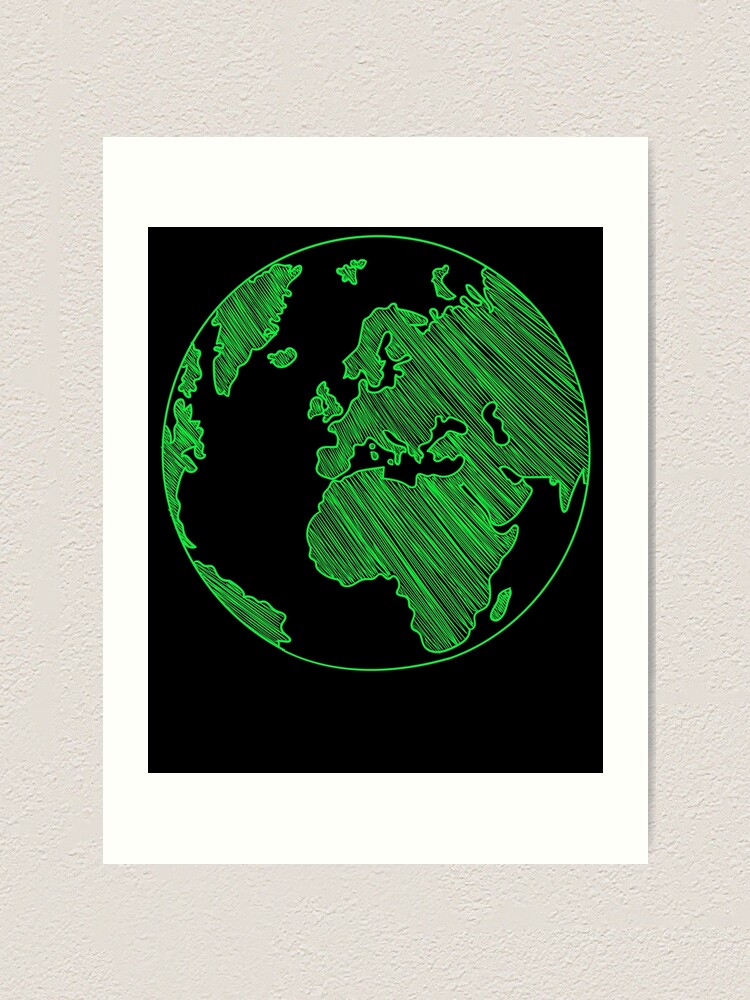 Lámina artística «Día de la Tierra - Dibujo del bosquejo del planeta Tierra  Globe» de BullQuacky | Redbubble