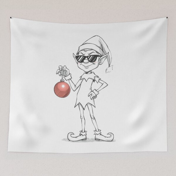 Item preview, Cool Elf with Attitude – Christmas Rebel Sketch Art designed and sold by jelonkaa.