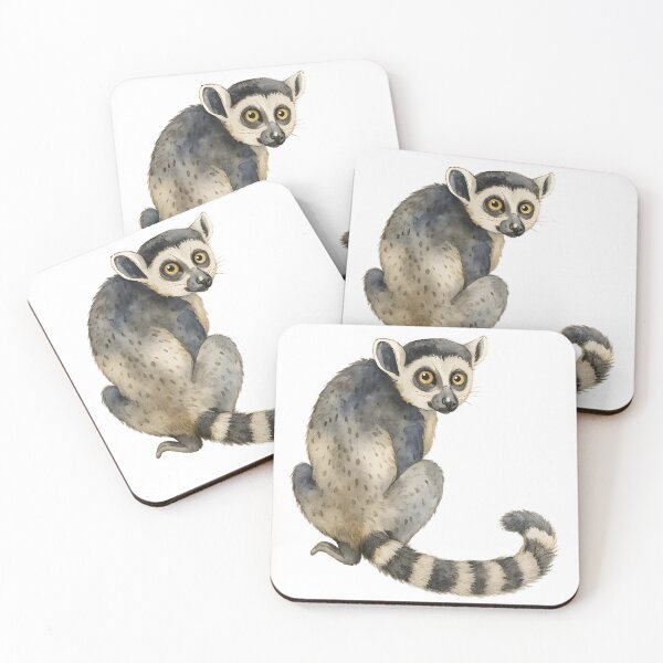 Item preview, Ring-Tailed Lemur Watercolor – Jungle Animal Nature Art designed and sold by DariaOltes.