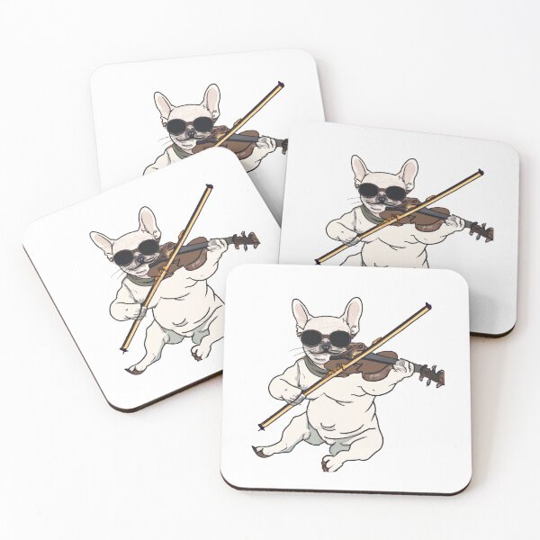 Item preview, Cool French Bulldog in Sunglasses Playing Violin Funny Dog Art designed and sold by Vividality.