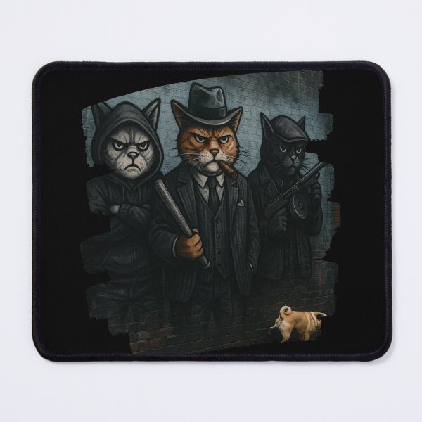 Item preview, Gangster Cats Street Art – Funny Mafia Cat Crew with Pug designed and sold by oldpussboss.