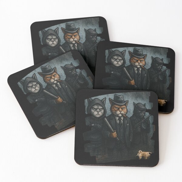 Item preview, Gangster Cats Street Art – Funny Mafia Cat Crew with Pug designed and sold by oldpussboss.