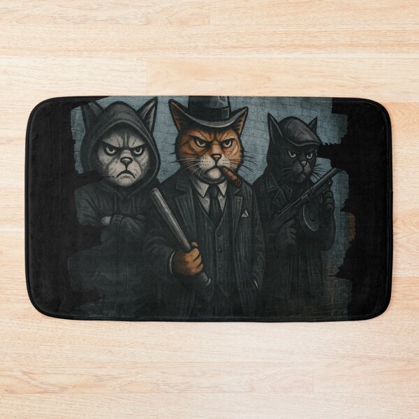 Item preview, Gangster Cats Street Art – Funny Mafia Cat Crew with Pug designed and sold by oldpussboss.