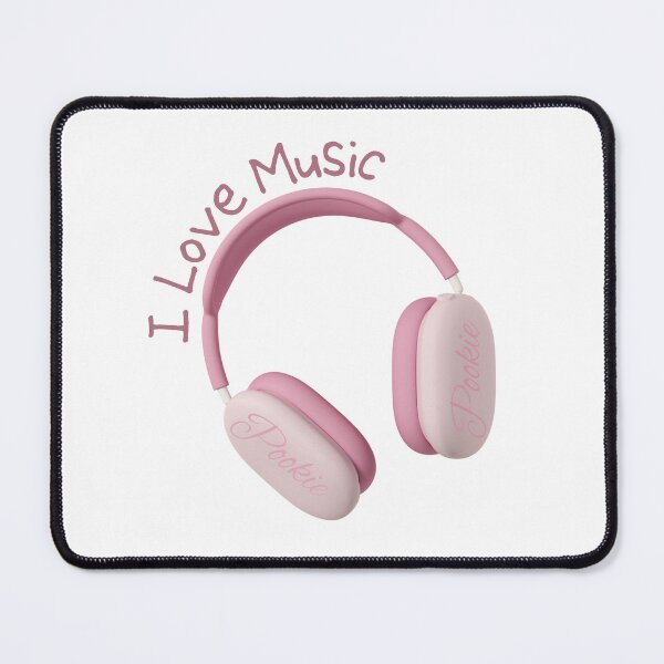 Item preview, Pookie Pink Headphones I Love Music Sticker designed and sold by TheRosyCanvas.