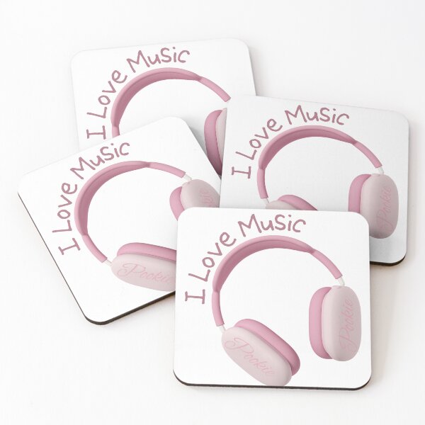 Item preview, Pookie Pink Headphones I Love Music Sticker designed and sold by TheRosyCanvas.