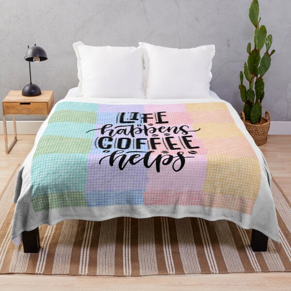 Item preview, Life Happens Coffee Helps Gingham Pattern Sticker designed and sold by TheRosyCanvas.