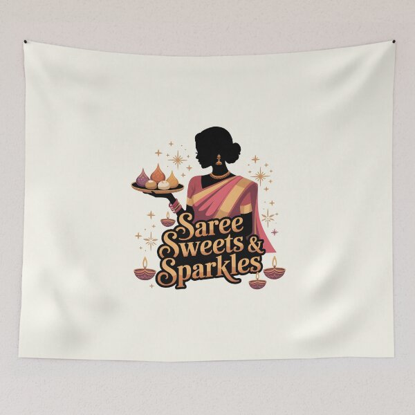 Item preview, Saree, Sweets & Sparkles – Elegant Diwali Celebration Design designed and sold by Jollys-ArtShop.