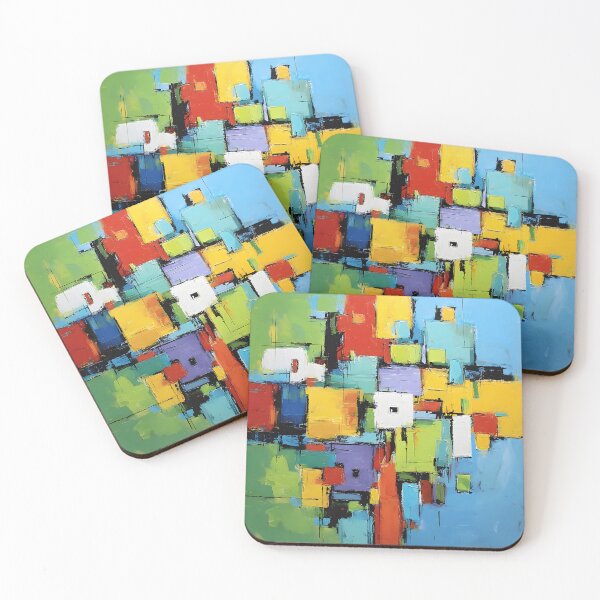 Item preview, Abstract Dynamic Composition of Overlapping Squares and Rectangles in Bold Primary Colors designed and sold by OlfactoART Studio.