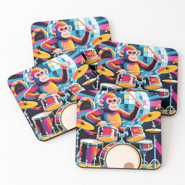 Item preview, Funky Disco Monkey Drummer designed and sold by Melody-Merch.