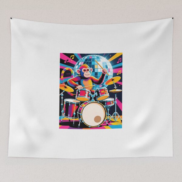 Item preview, Funky Disco Monkey Drummer designed and sold by Melody-Merch.