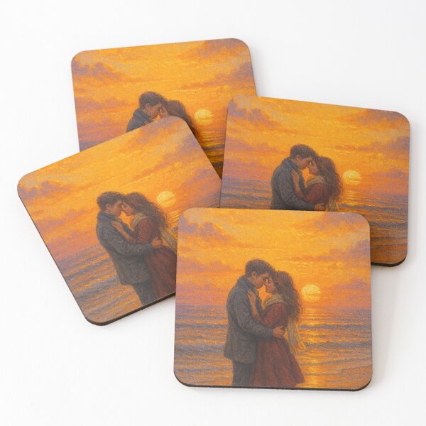 Item preview, Amor ao pôr do sol – casal na praia designed and sold by Leonornature.