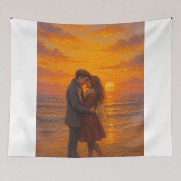 Item preview, Amor ao pôr do sol – casal na praia designed and sold by Leonornature.