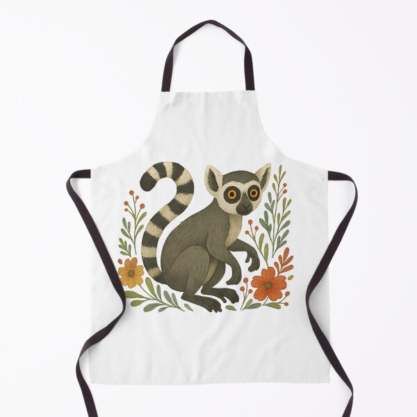 Item preview, Folk Art Ring-Tailed Lemur with Flowers – Whimsical Animal Design designed and sold by DariaOltes.