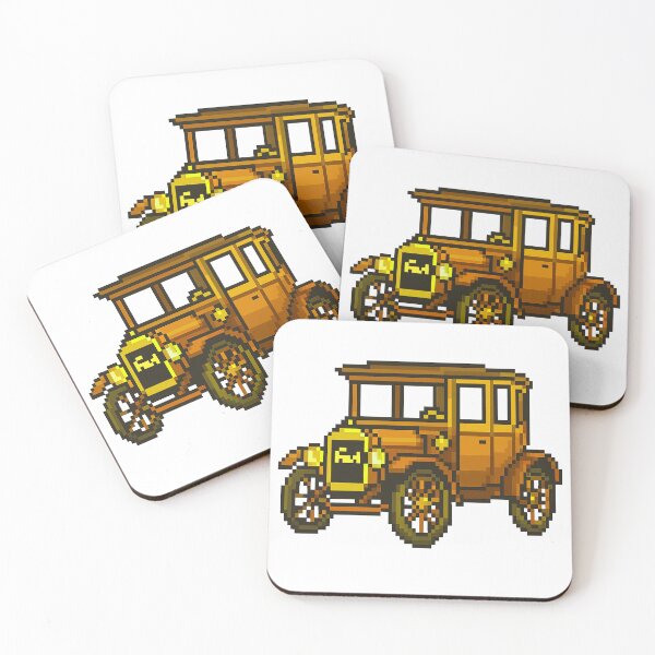 Artikelvorschau, Pixel Art Oldtimer Gold – Klassisches Retro-Sammlerauto entworfen und verkauft von arteopolis.