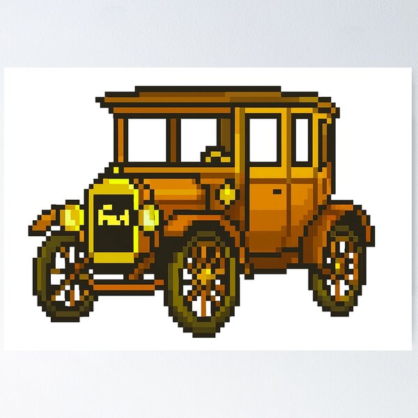 Artikelvorschau, Pixel Art Oldtimer Gold – Klassisches Retro-Sammlerauto entworfen und verkauft von arteopolis.