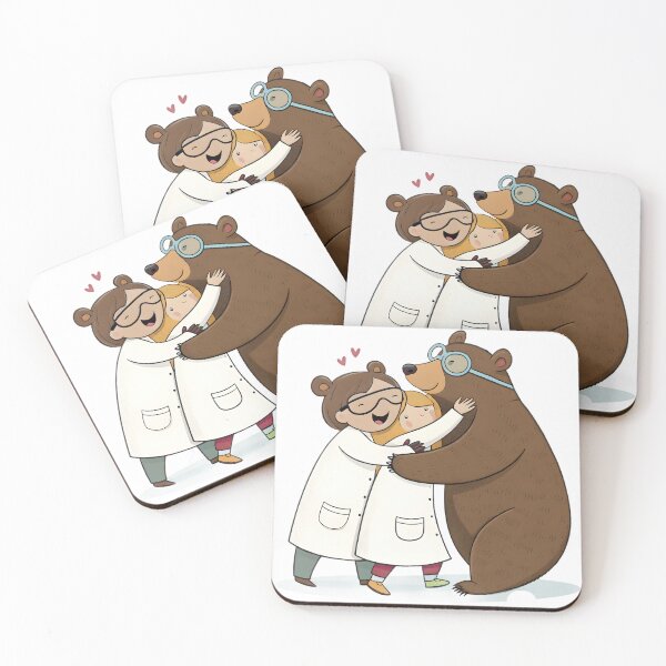 Item preview, Science Bear Hug – Cute Lab Friends Illustration designed and sold by DariaOltes.
