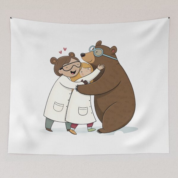 Item preview, Science Bear Hug – Cute Lab Friends Illustration designed and sold by DariaOltes.