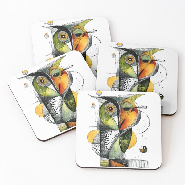 Item preview, Abstract Minimalist Owl in Yellow and Green Geometric Style designed and sold by dawnleblanc55.