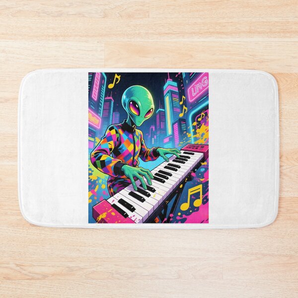 Item preview, Neon Synthwave Alien Keyboardist designed and sold by Melody-Merch.