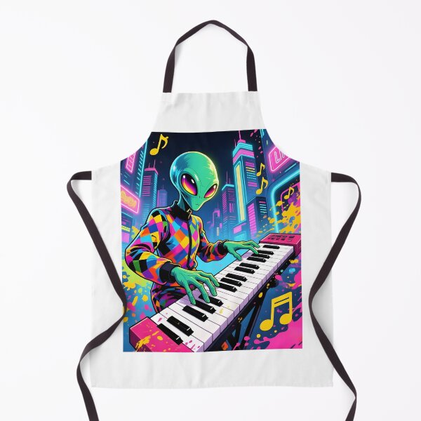 Item preview, Neon Synthwave Alien Keyboardist designed and sold by Melody-Merch.