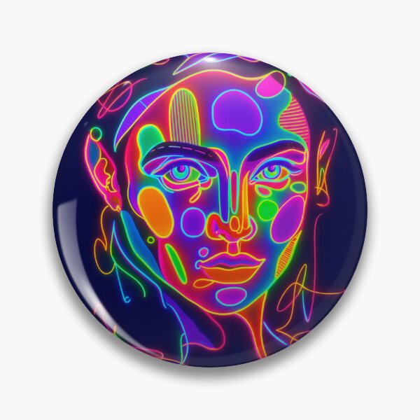 Item preview, Luminous Frequency - neon psychedelic abstract portrait art, of woman, line art, modern hippie boho  designed and sold by DzurDesigns .