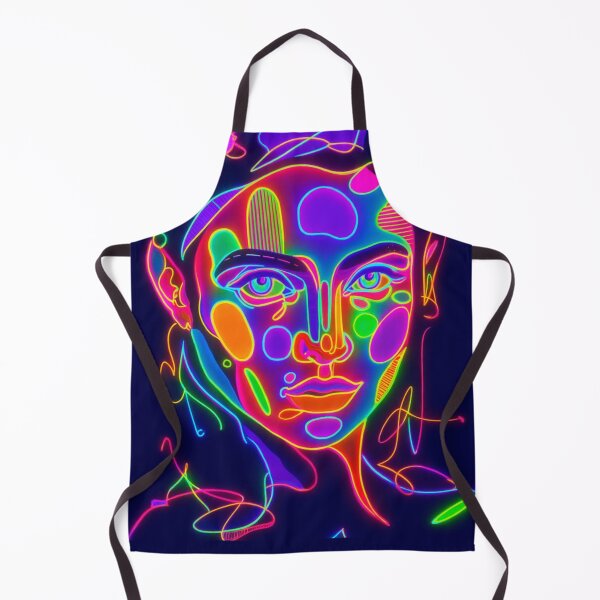 Item preview, Luminous Frequency - neon psychedelic abstract portrait art, of woman, line art, modern hippie boho designed and sold by DzurDesigns .