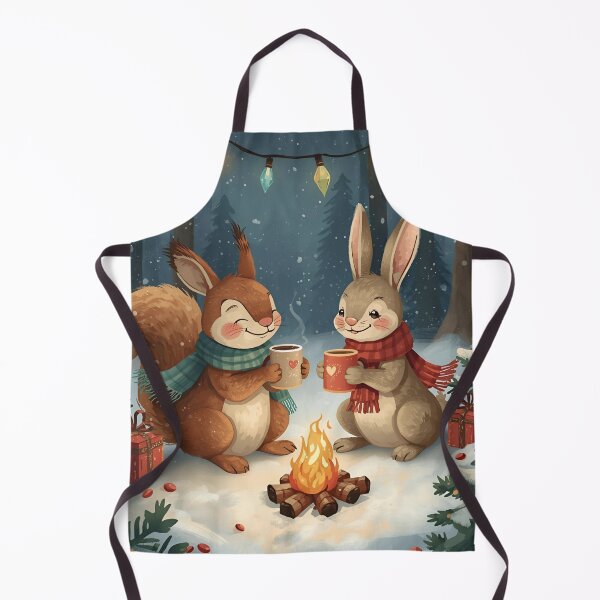 Item preview, Squirrel and Bunny Sharing Cocoa by the Winter Campfire designed and sold by WildlifeWhimsy.
