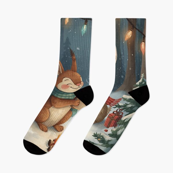 Item preview, Squirrel and Bunny Sharing Cocoa by the Winter Campfire designed and sold by WildlifeWhimsy.