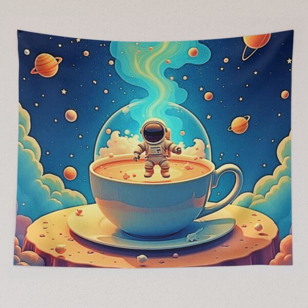 Item preview, Astronaut Coffee Space Art designed and sold by Health And Fitness Posts e-Store.