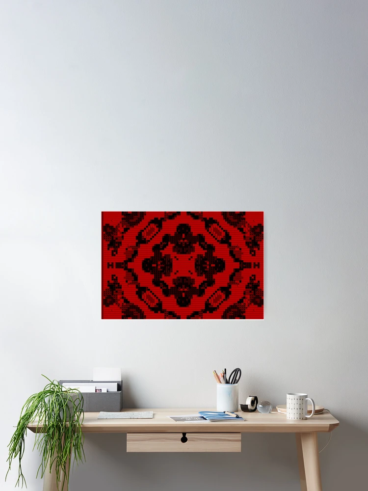 Thumbnail 2 of 3, Poster, Cybercore Red Abstract Pattern designed and sold by Dancing Squares Art.