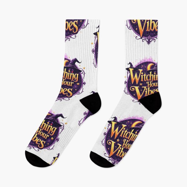 Item preview, "Witching Hour Vibes" Halloween T-Shirt – Gothic Glow Lettering with Stars, Moon & Witch Hat designed and sold by relso.