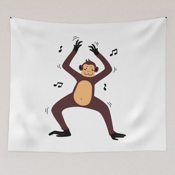 Item preview, Cute Dancing Monkey Brown Orange and Black- Animal Art Illustration designed and sold by Cultradesign.