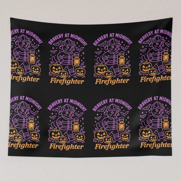 Item preview, Bravery at Midnight – Firefighter Cat Halloween Shirt designed and sold by ClinicalHubs.