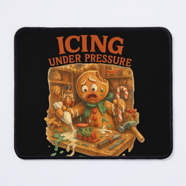 Item preview, Icing Under Pressure — Funny Gingerbread Christmas Chaos Design designed and sold by FluffyCreative.