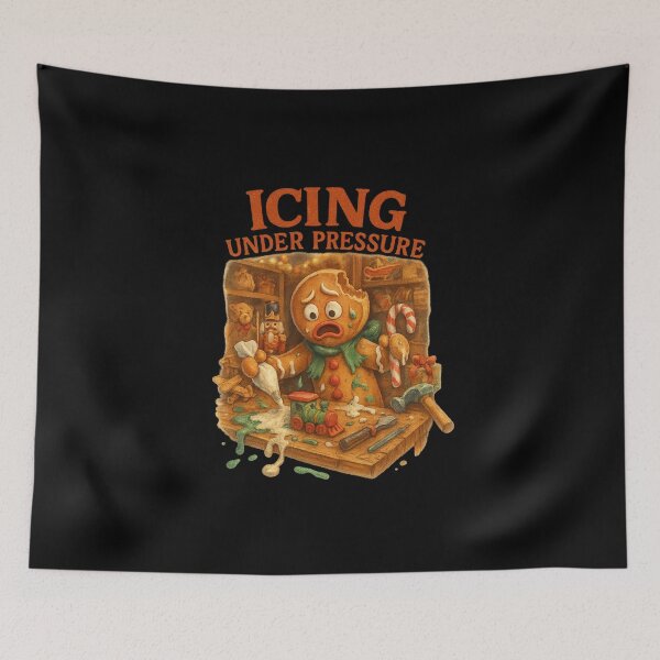 Item preview, Icing Under Pressure — Funny Gingerbread Christmas Chaos Design designed and sold by FluffyCreative.