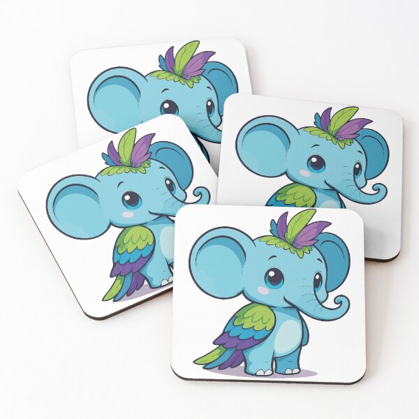 Item preview, Elegei - Happy elephant with parrot wings designed and sold by KatInspired.