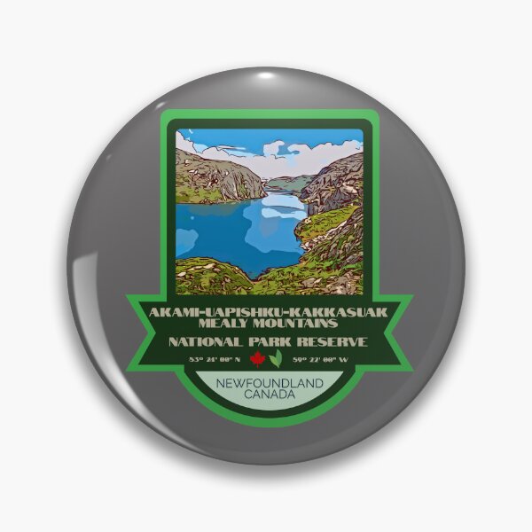 Item preview, Akami-UapishkU-KakKasuak Mealy Mountains National Park Reserve Vintage Retro Sticker – Canada National Park Badge Design designed and sold by RouseDesigns.