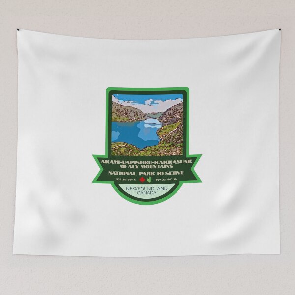 Item preview, Akami-UapishkU-KakKasuak Mealy Mountains National Park Reserve Vintage Retro Sticker – Canada National Park Badge Design designed and sold by RouseDesigns.