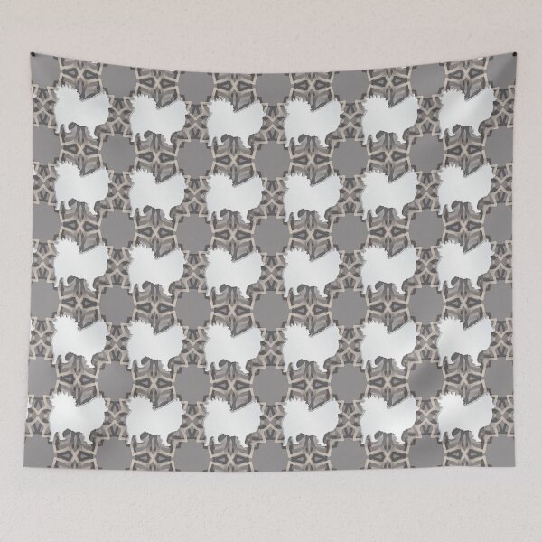 Item preview, White and Grey Pomeranian Mandala Body Silhouette designed and sold by DuFauna.