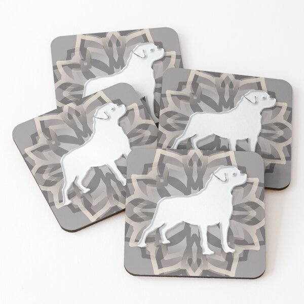 Item preview, White and Grey Rottweiler Mandala Body Silhouette designed and sold by DuFauna.