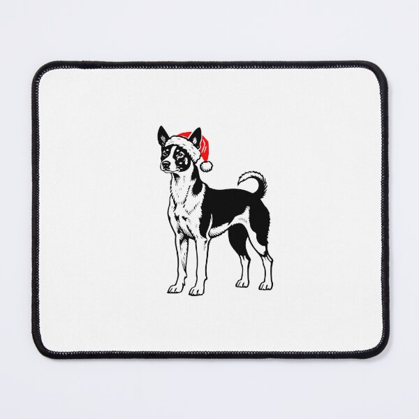 Item preview, Christmas Basenji Silhouette | Santa Hat Dog Art | Festive Black and White Design designed and sold by JollyCritters.